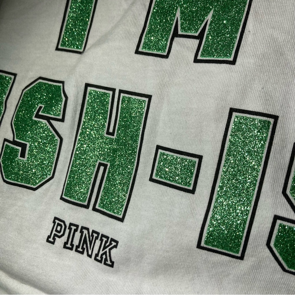 Pink Victoria’s Secret Bling Sequin Shirt Size Extra Small St Patricks Day Logo - Picture 6 of 16
